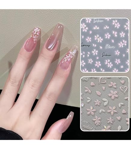Amazon | Yavoluy ネイルパーツ ネイルシール 桜 花びら 立体 和風